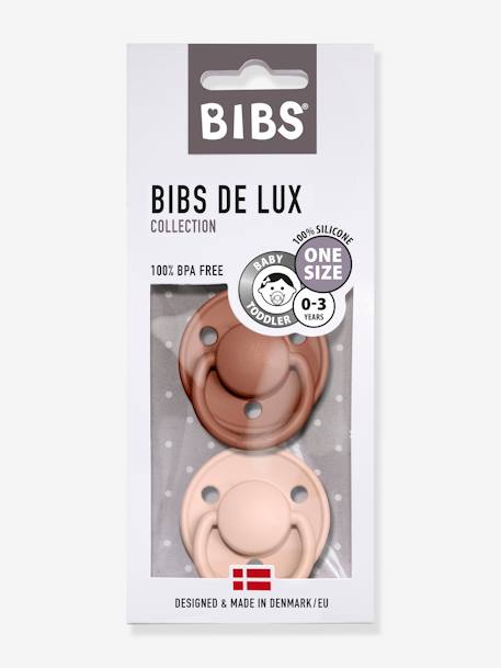 Set van 2 BIBS De Lux siliconen spenen Ivoor + poeder roze+Terracotta + poederroze - vertbaudet enfant 