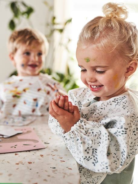 Slab lange mouwen Plantenprint+Vichyblauw+vos - vertbaudet enfant 