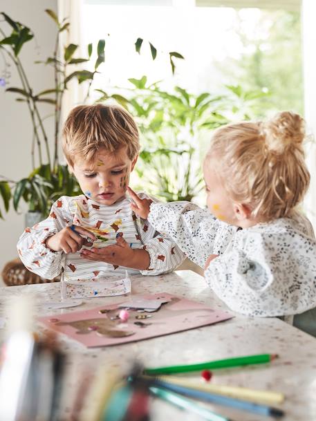 Slab lange mouwen Plantenprint+Vichyblauw+vos - vertbaudet enfant 