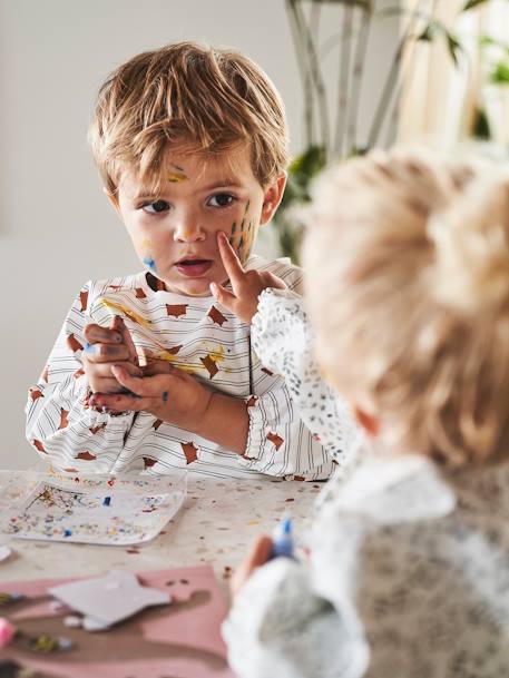 Slab lange mouwen Plantenprint+Vichyblauw+vos - vertbaudet enfant 