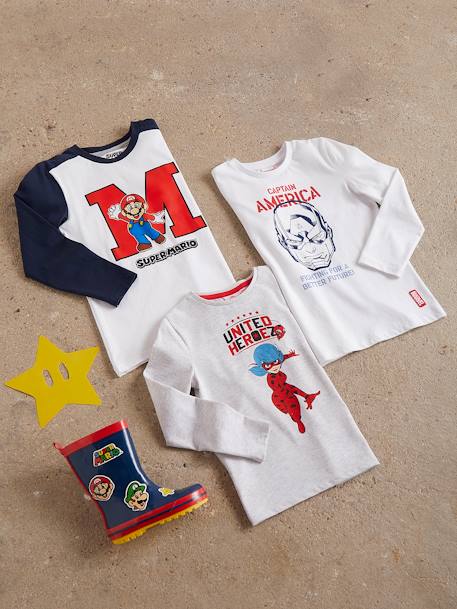 Miraculous® meisjes t-shirt met lange mouwen PORSELEINGRIJS MET ANIMATIE - vertbaudet enfant 