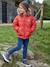 Jongensdonsjack met capuchon gevoerd met fleece van gerecycled polyester ORANJE - vertbaudet enfant 