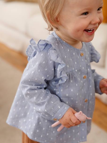 Blouse met ruches baby meisje gestreept indigo - vertbaudet enfant 