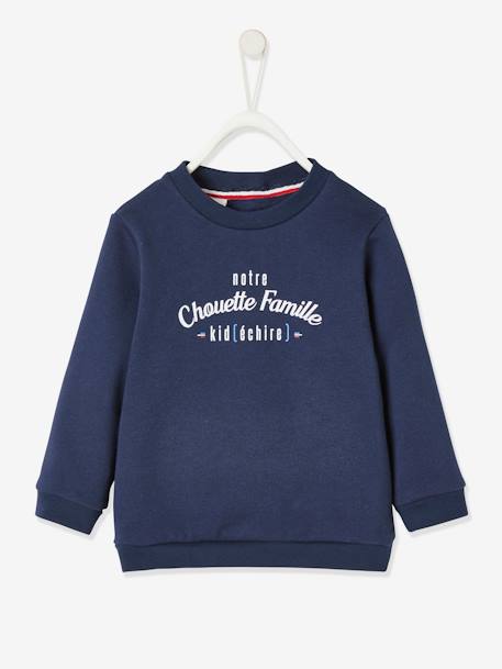 Sweatshirt voor kinderen onze Chouette Famille capsule collectie vertbaudet in biokatoen inkt - vertbaudet enfant 