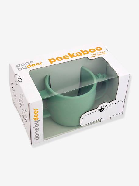 Beker met 2 handvaten DONE BY DEER Peekaboo Krokodil in silicone GROEN - vertbaudet enfant 