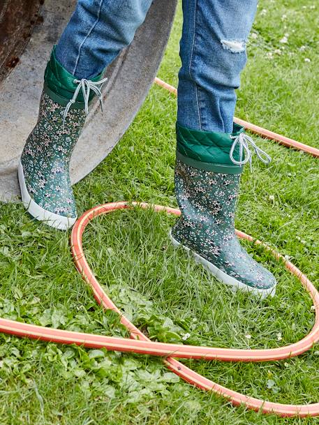 Regenlaarzen met print voor meisjes gewatteerde schacht groen - vertbaudet enfant 