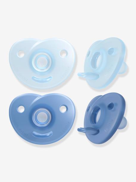 Set van 2 fopspenen voor pasgeborene van Philips AVENT Soothie C 1/2 ur Lichtblauw + blauw+Zachtroze + framboosroze - vertbaudet enfant 