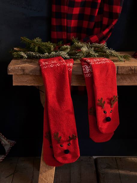 Kerstsokkenpakket voor meisjes + volwassenen Oeko Tex® donkerrood met print - vertbaudet enfant 