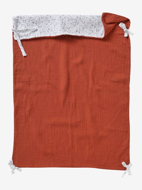 Dubbelzijdige deken voor kinderwagen Hanoï Hartjesprint+sahara - vertbaudet enfant 