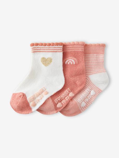 Set van 3 paar halfhoge sokken babymeisje set lichtroze - vertbaudet enfant 