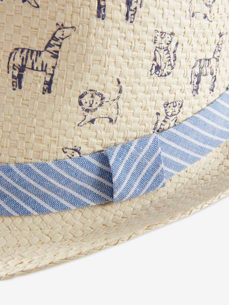 Oeko Tex® jongens borsalino met stro-look Naturel met print - vertbaudet enfant 