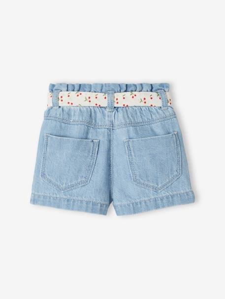 Paperbag short met riem voor baby gebleekt denim - vertbaudet enfant 