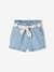 Paperbag short met riem voor baby gebleekt denim - vertbaudet enfant 