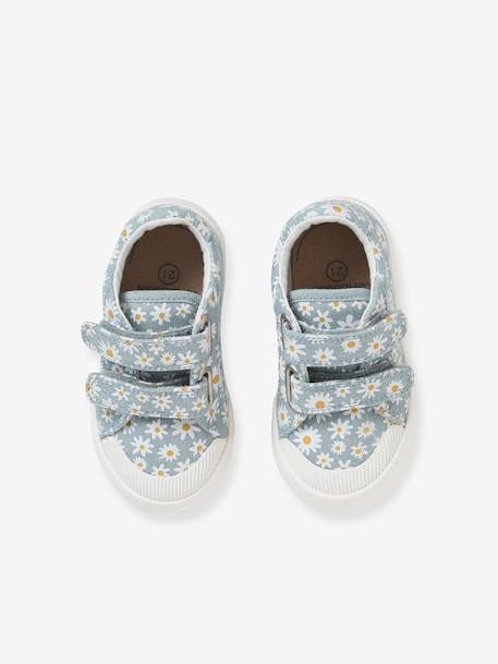 Stoffen tennisschoenen met klittenband voor babymeisjes blauwe madeliefjesprint+paars, bedrukt+roze, bedrukt+WIT - vertbaudet enfant 