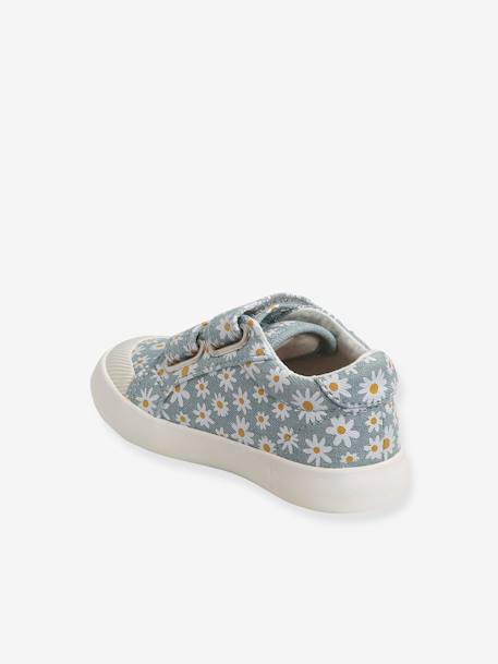 Stoffen tennisschoenen met klittenband voor babymeisjes blauwe madeliefjesprint+paars, bedrukt+roze, bedrukt+WIT - vertbaudet enfant 