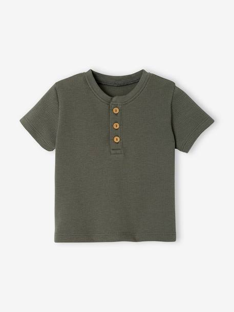 Tunesisch baby-T-shirt met smokwerk kaki+kameel - vertbaudet enfant 