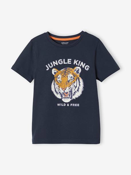 Jongensshirt met korte mouwen en leuk motief BLAUW - vertbaudet enfant 