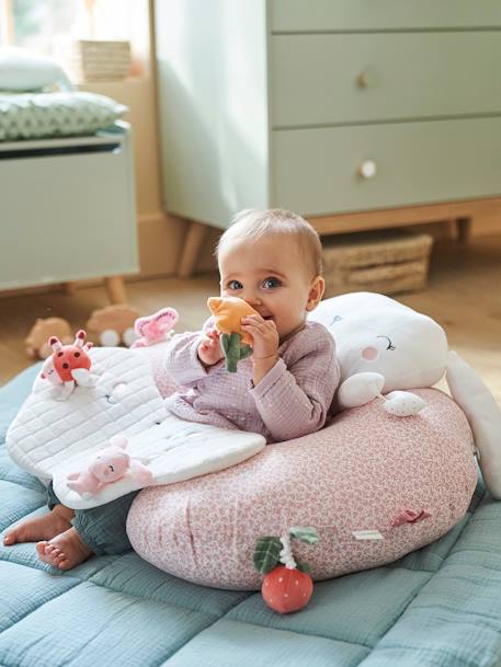 Ontdekkingskussen voor baby's bruin+groen+ORANJE+Roze+saliegroen - vertbaudet enfant 