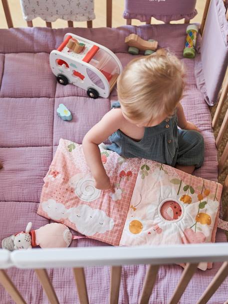 Ontwikkelingsboek + fluwelen knuffels ROZE LAND meerkleurig - vertbaudet enfant 