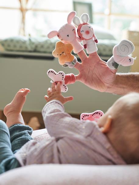 Ontwikkelingsboek + fluwelen knuffels ROZE LAND meerkleurig - vertbaudet enfant 