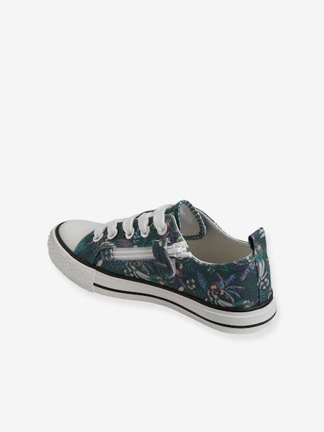 Stoffen decoratieve sneakers voor meisjes groene tropische print+wit, bedrukt - vertbaudet enfant 