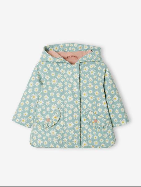 Regenjas met capuchon babymeisje zeegroen met print - vertbaudet enfant 