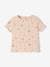 Babyshirt met bloemen in geribbeld tricot bedrukt grijsachtig roze - vertbaudet enfant 