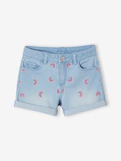 Meisje-Short-Denim meisjesshort met borduursel