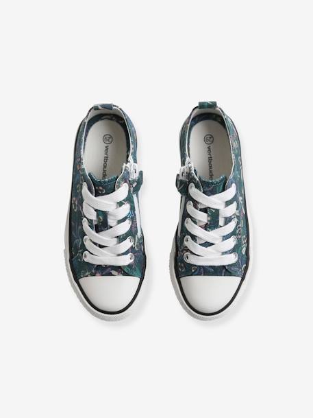 Stoffen decoratieve sneakers voor meisjes groene tropische print+wit, bedrukt - vertbaudet enfant 