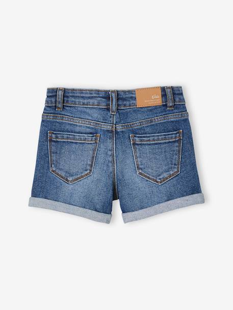 Meisjesshort van spijkerstof met omslag RUW DENIM+stone - vertbaudet enfant 