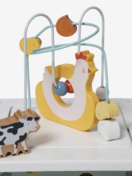 Grote houten activiteitenkubus Beige LOVELY FARM+blauw+roze - vertbaudet enfant 