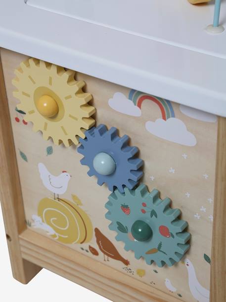 Grote houten activiteitenkubus Beige LOVELY FARM+blauw+roze - vertbaudet enfant 