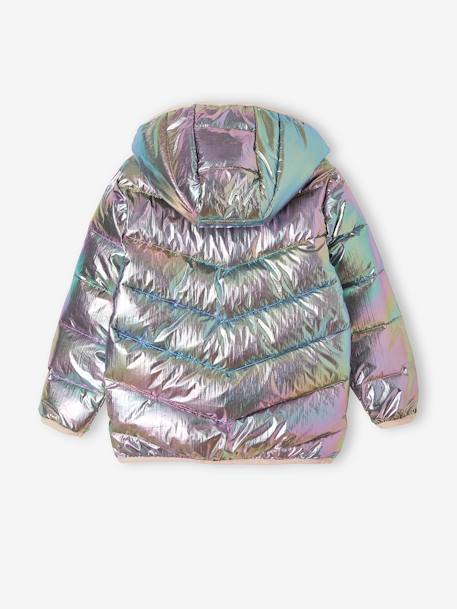 Lichtgewicht jas met iriserend effect voor meisjes ecru+regenboog metallic - vertbaudet enfant 