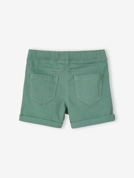 Gebreide meisjesshort met macramé-bies aardbeirood+abrikoos (poederkleur)+groen - vertbaudet enfant 