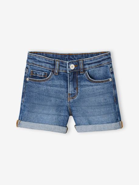 Meisjesshort van spijkerstof met omslag RUW DENIM+stone - vertbaudet enfant 