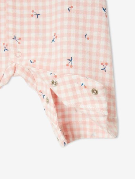 Babypyjama in katoen flanel roze ruitjes - vertbaudet enfant 