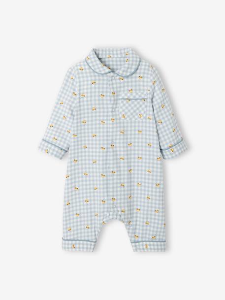 Babypyjama in katoen flanel Ivoorkleurige ruitjes - vertbaudet enfant 