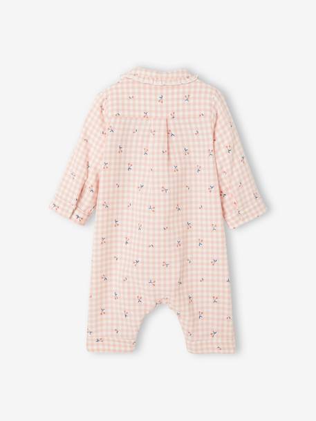 Babypyjama in katoen flanel roze ruitjes - vertbaudet enfant 