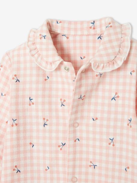 Babypyjama in katoen flanel roze ruitjes - vertbaudet enfant 