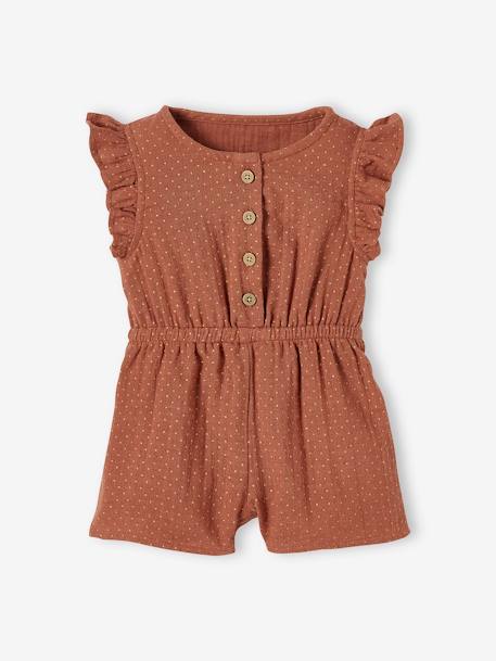 Baby jumpsuit van katoengaas bedrukt terracotta - vertbaudet enfant 