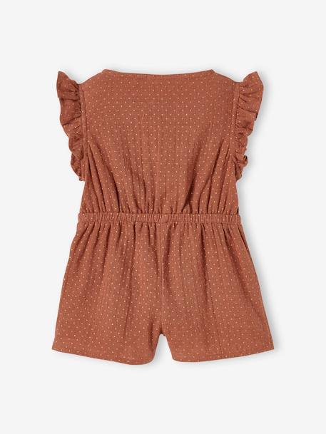 Baby jumpsuit van katoengaas bedrukt terracotta - vertbaudet enfant 