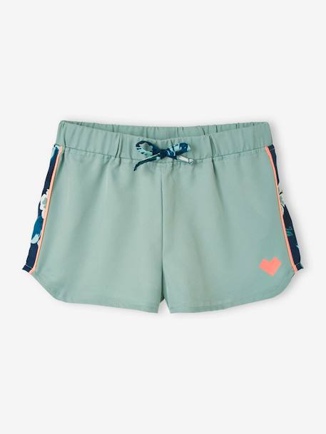 Technische meisjesshort met bloemmotieven licht salie - vertbaudet enfant 