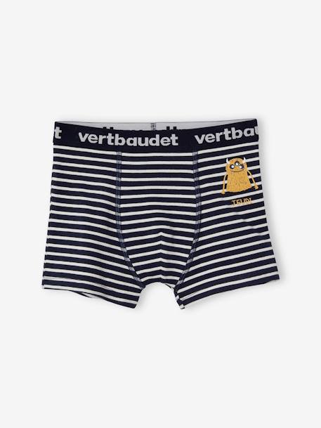 Set van 7 stretchy boxers voor jongens Monster Oeko-Tex® gestreept ivoor set - vertbaudet enfant 