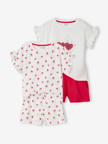 Set van 2 pyjama shorts voor meisjes Oeko-Tex® Set ivoor - vertbaudet enfant 