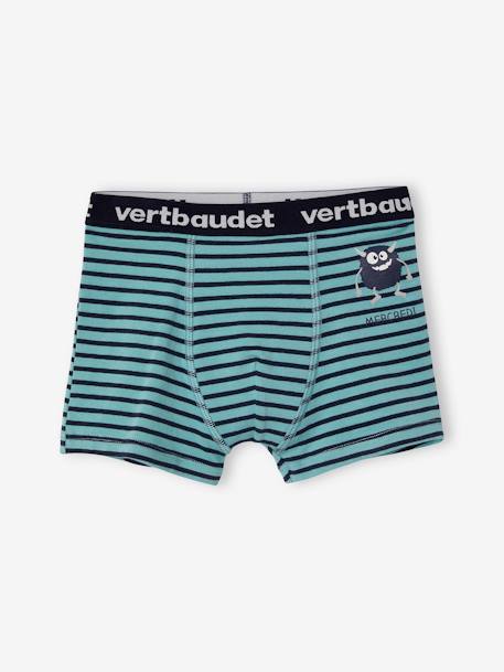 Set van 7 stretchy boxers voor jongens Monster Oeko-Tex® gestreept ivoor set - vertbaudet enfant 