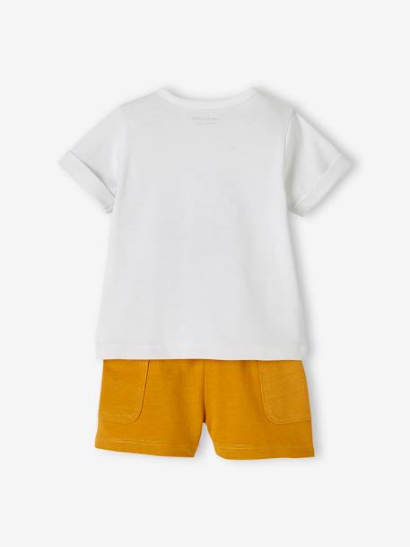 Set babyshirt met print en baggy short kaki+wit - vertbaudet enfant 