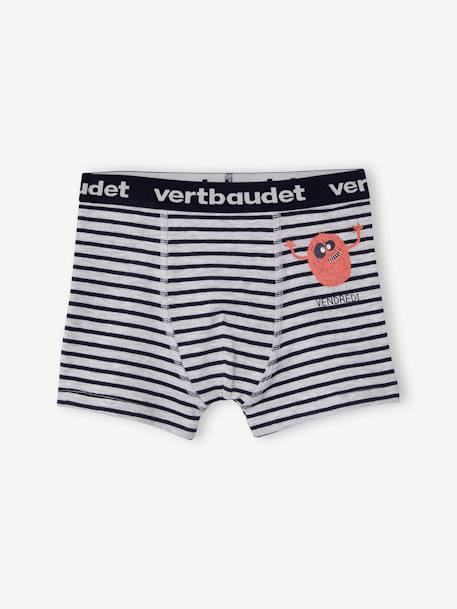 Set van 7 stretchy boxers voor jongens Monster Oeko-Tex® gestreept ivoor set - vertbaudet enfant 