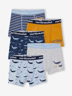 Set van 5 Oeko-Tex® stretch jongensboxers walvissen  - vertbaudet enfant