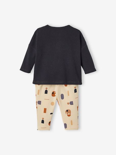 Babyset T-shirt + molton broek betongrijs+kaki - vertbaudet enfant 