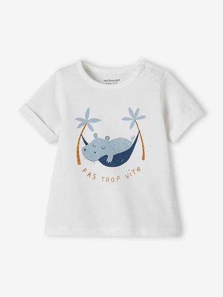 Set babyshirt met print en baggy short kaki+wit - vertbaudet enfant 